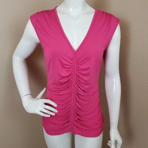 White House Black Market Pink Gathered Sleeveless Top~Size M